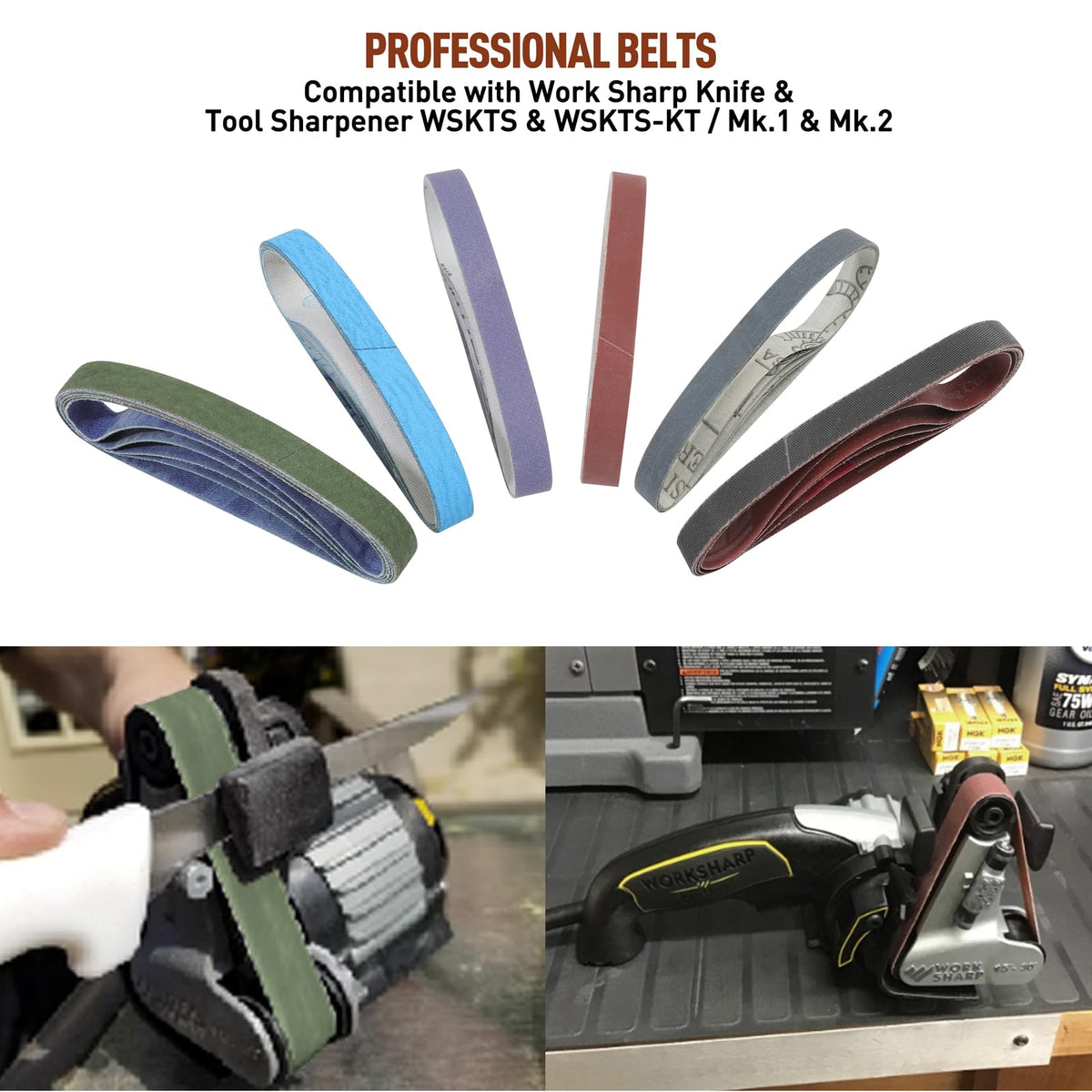 30 Pcs 1/2" x 12" Replacement Sharpening Belt Kit for Official Work Sharp Knife & Tool Sharpener (WSKTS & WSKTS-KT/Mk.1 & Mk.2) - 120/240/400/600/1000/2500 Grits