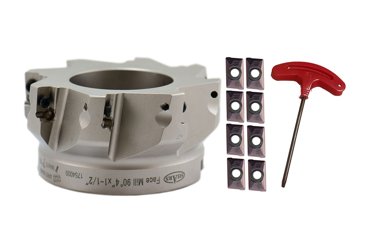 4" 90 Degree Indexable Face Mill Cutter + 8 PCS APKT1604 Carbide Insert M[