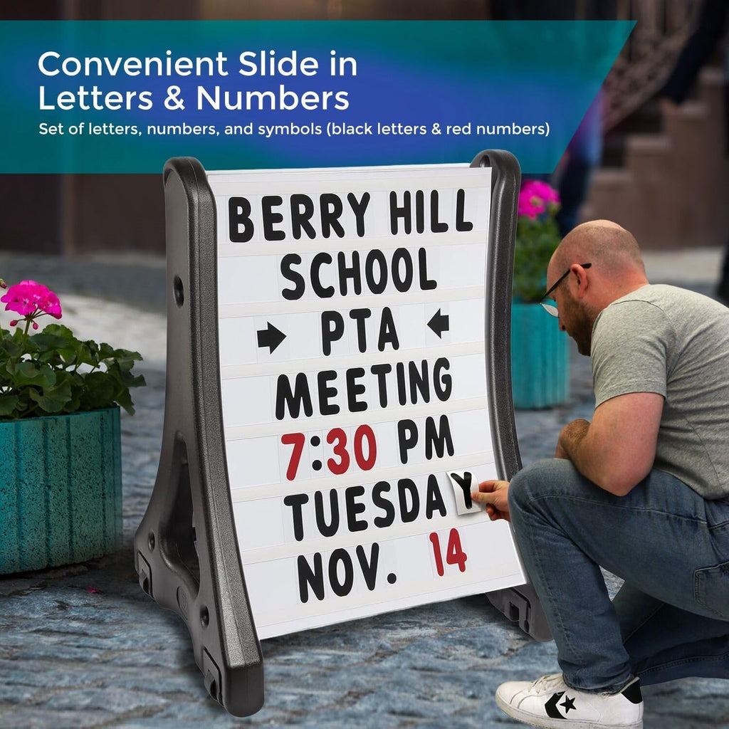 24"x36" Changeable Message Board Sidewalk Sign, Standard Portable A-Frame Sign & Letter Kit for Outdoor, Business