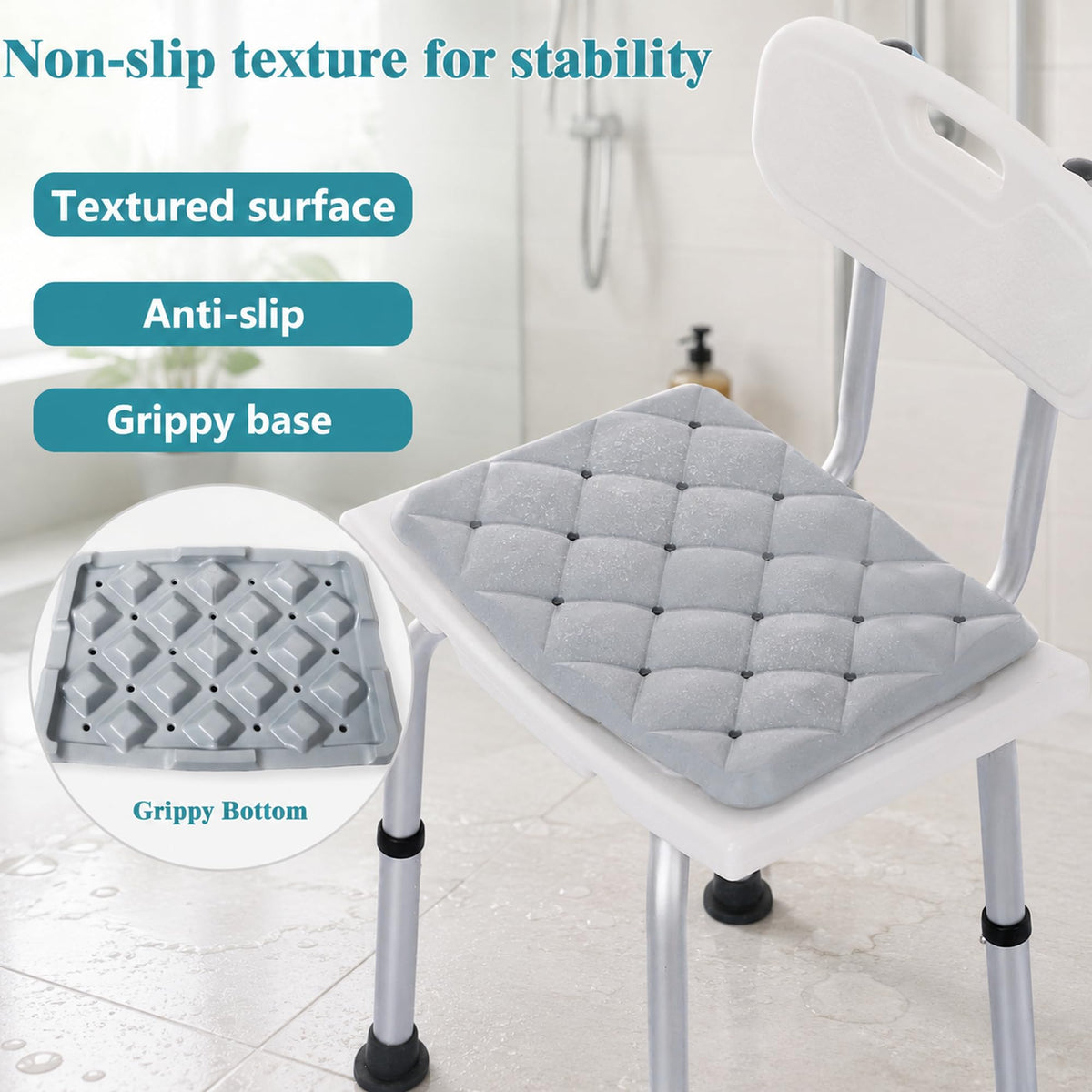 Shower Chair Cushion Waterproof, Shower Seat Cushion and Bath Bench Pad