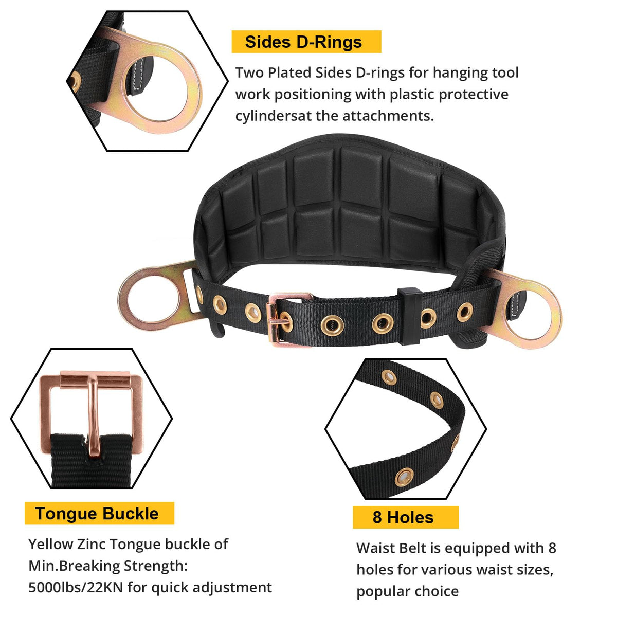 TRSMIMA Safety Harness Climbing Belt - Safety Belts for Work Ergonomic Pad