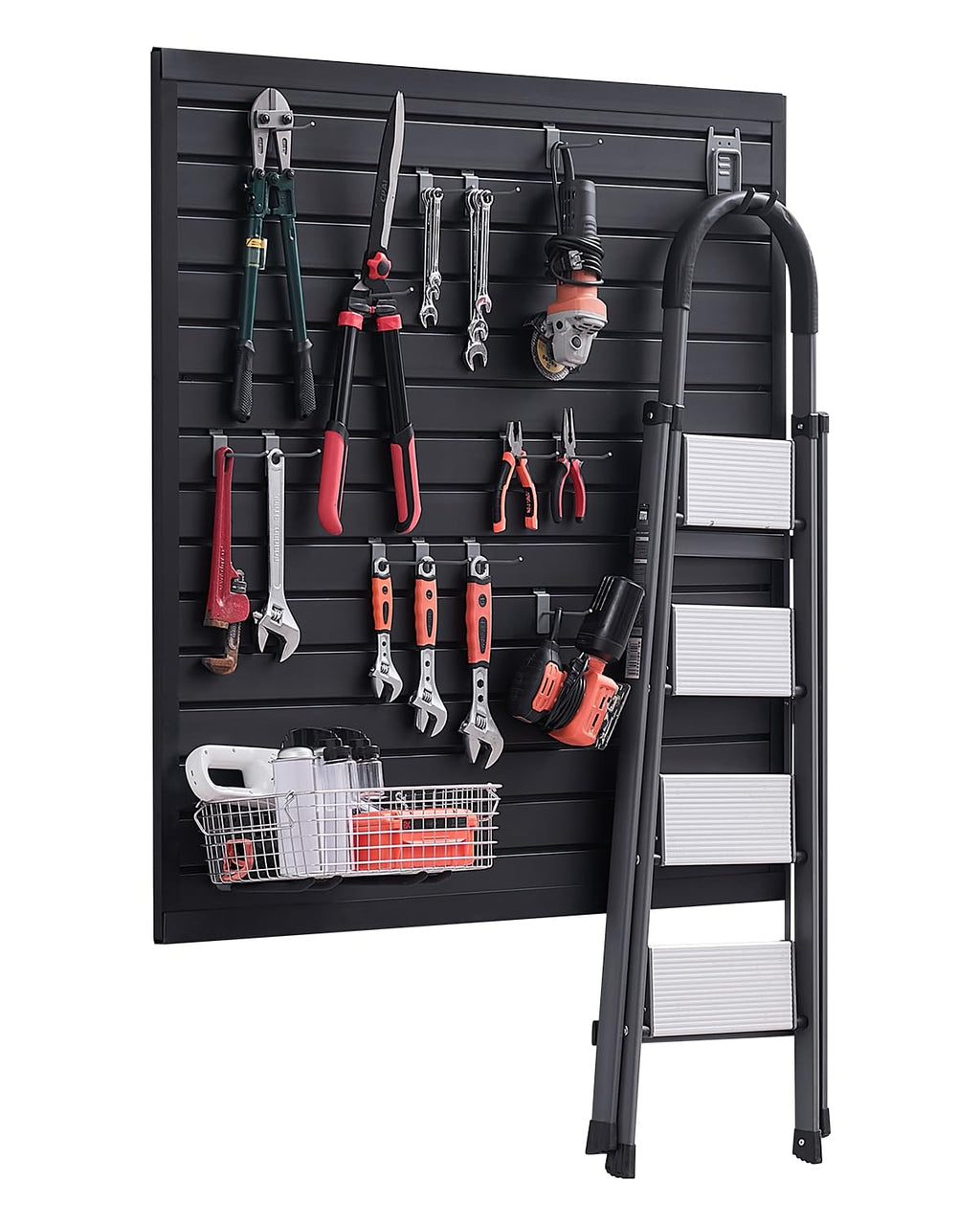 Slat Wall Paneling, 4 x 4 ft, PVC Garage Slatwall with Modular Design, Black Slat Wall Easy-to-Install Adjustable
