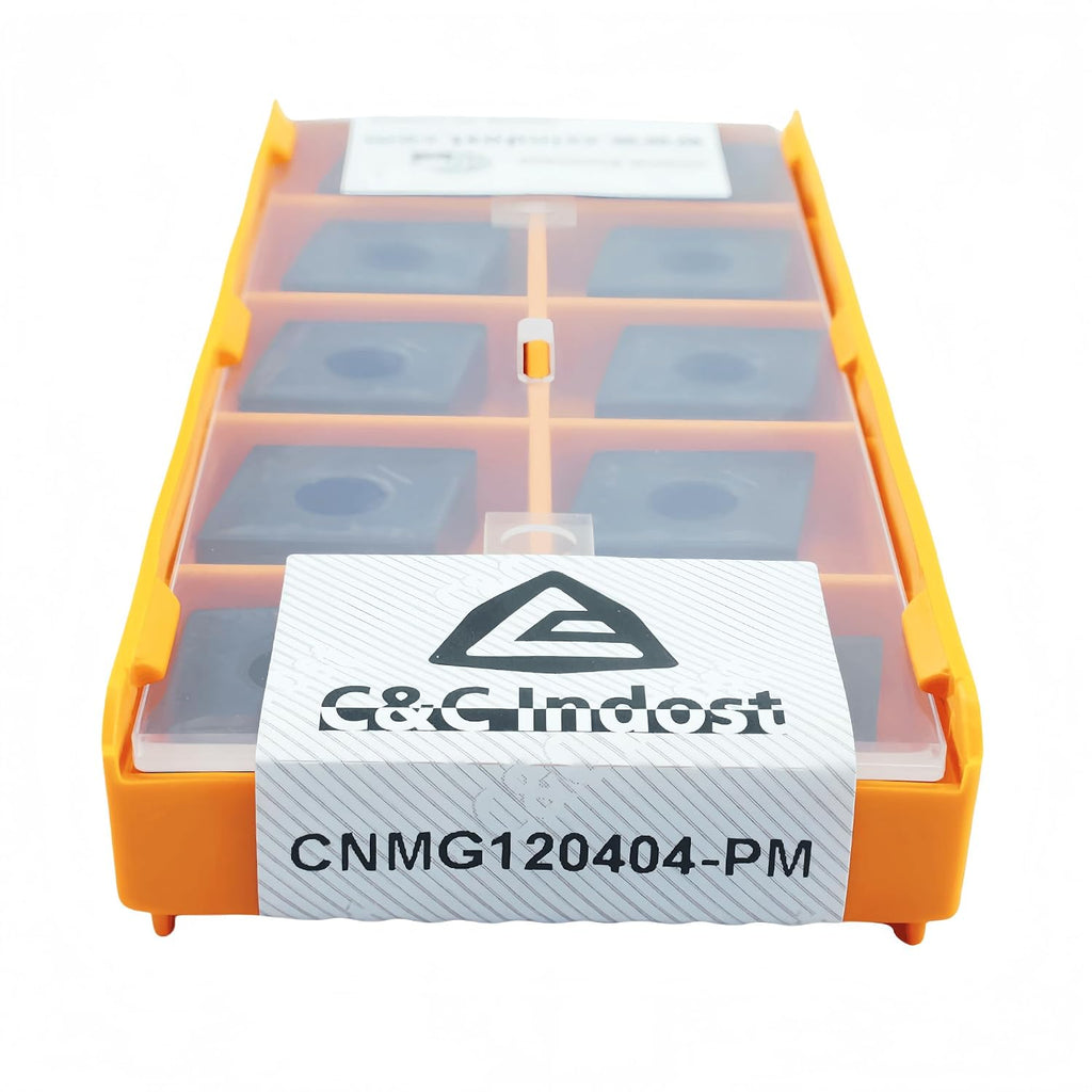 C&CINDOST CNMG120404‑PM Indexable Carbide Turning Inserts Grade CPC3015, CNC Lathe Cutting Tool Inserts with‑PM Chip Breaker for Steel Semi‑Finishing Machining