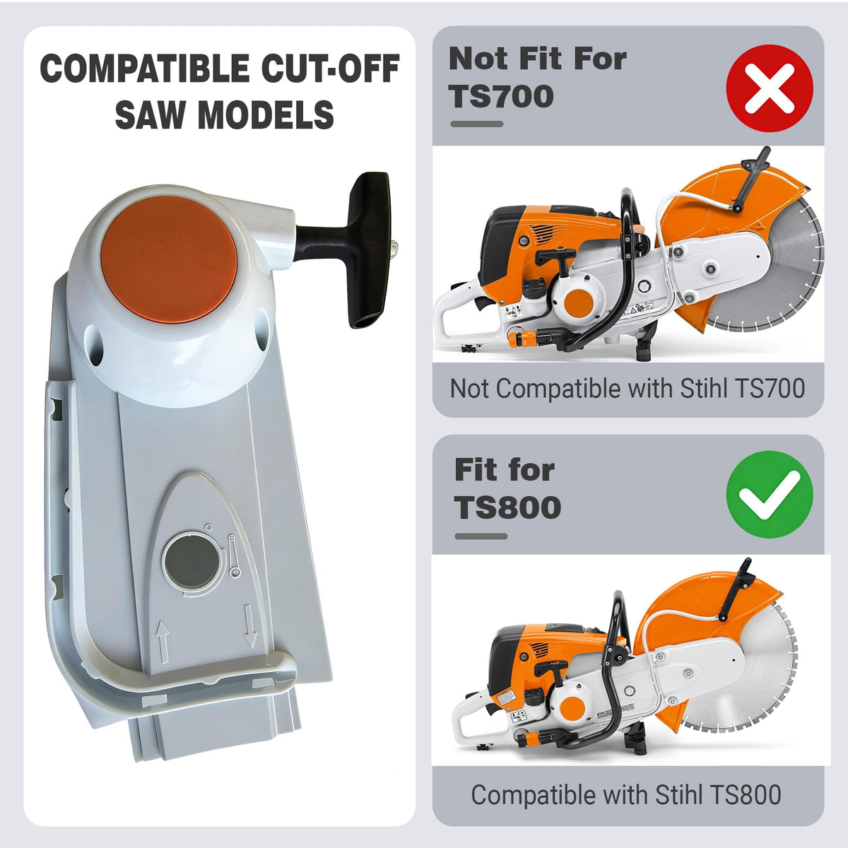 Zenacolor 4224-190-0305 Recoil Starter Assembly Replacement for Stihl TS800 Cut Off Saw, Pull Start Assembly Replaces 4224-190-0411 4224-190-0600 4224-190-1001