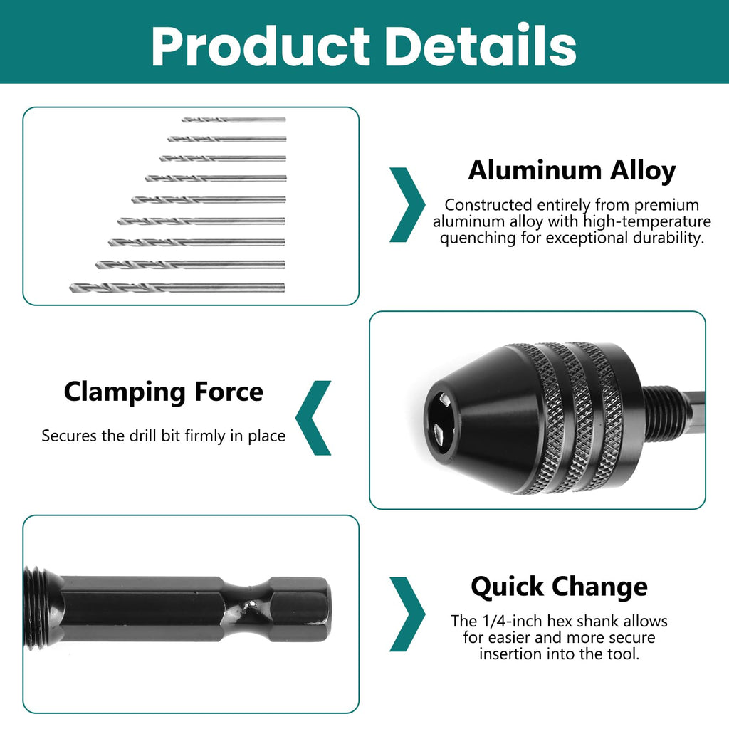 YENOVO Drill Chuck Adapter 2 Pack Keyless Converter Set with Twist Bits