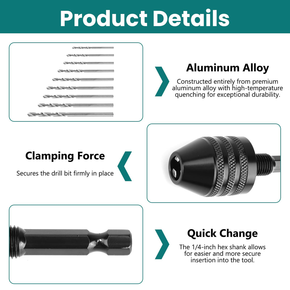 YENOVO Drill Chuck Adapter 2 Pack Keyless Converter Set with Twist Bits