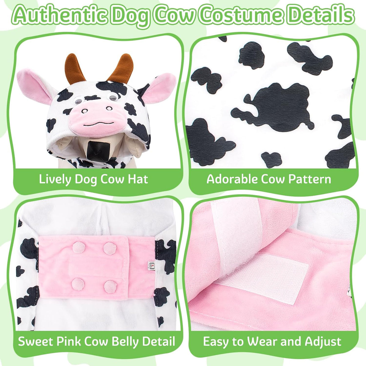 Cow Dog Costume Clothes, Dog Halloween Costumes for Small Medium Dogs