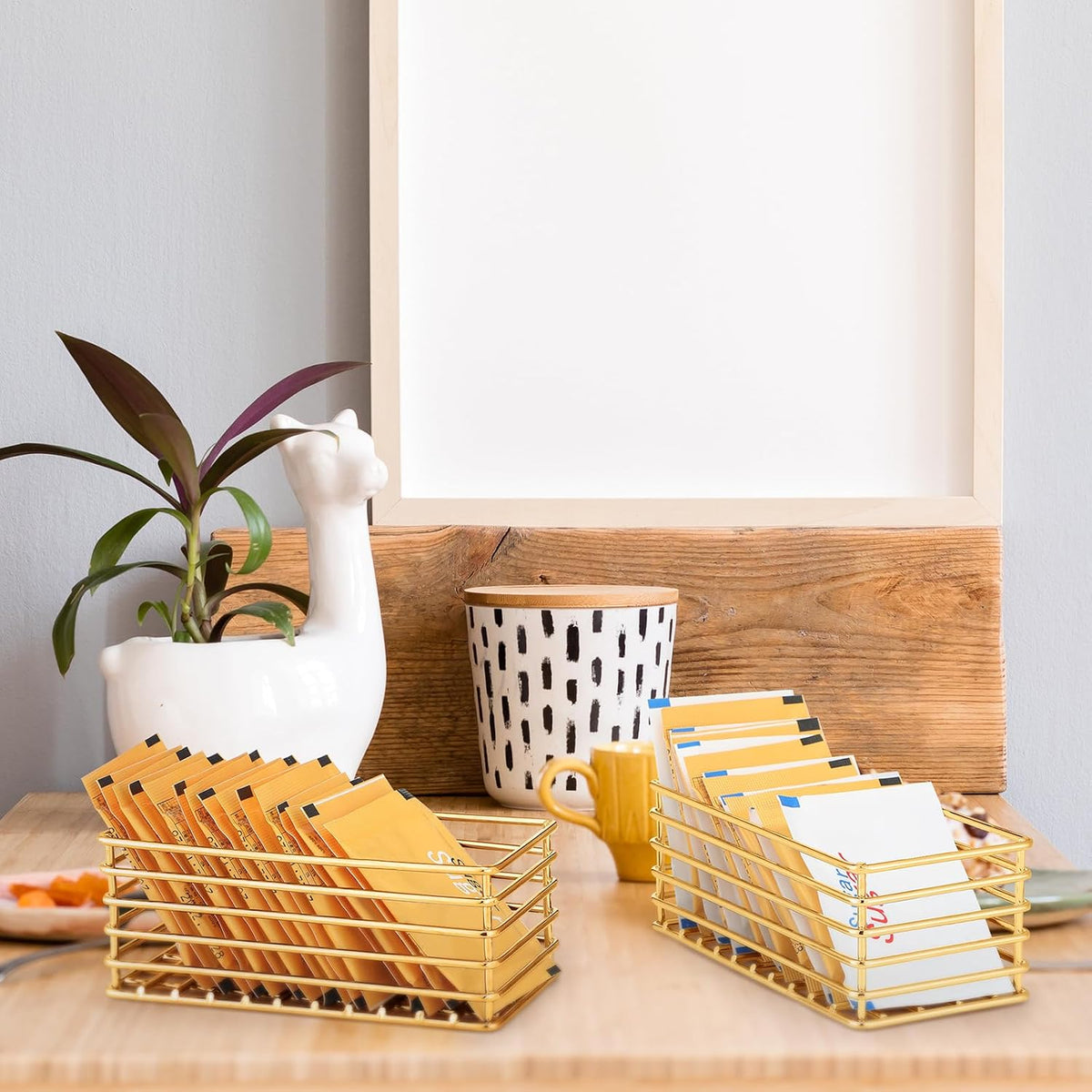 2 Pcs Sugar Packet Holders for Coffee Bar, Gold