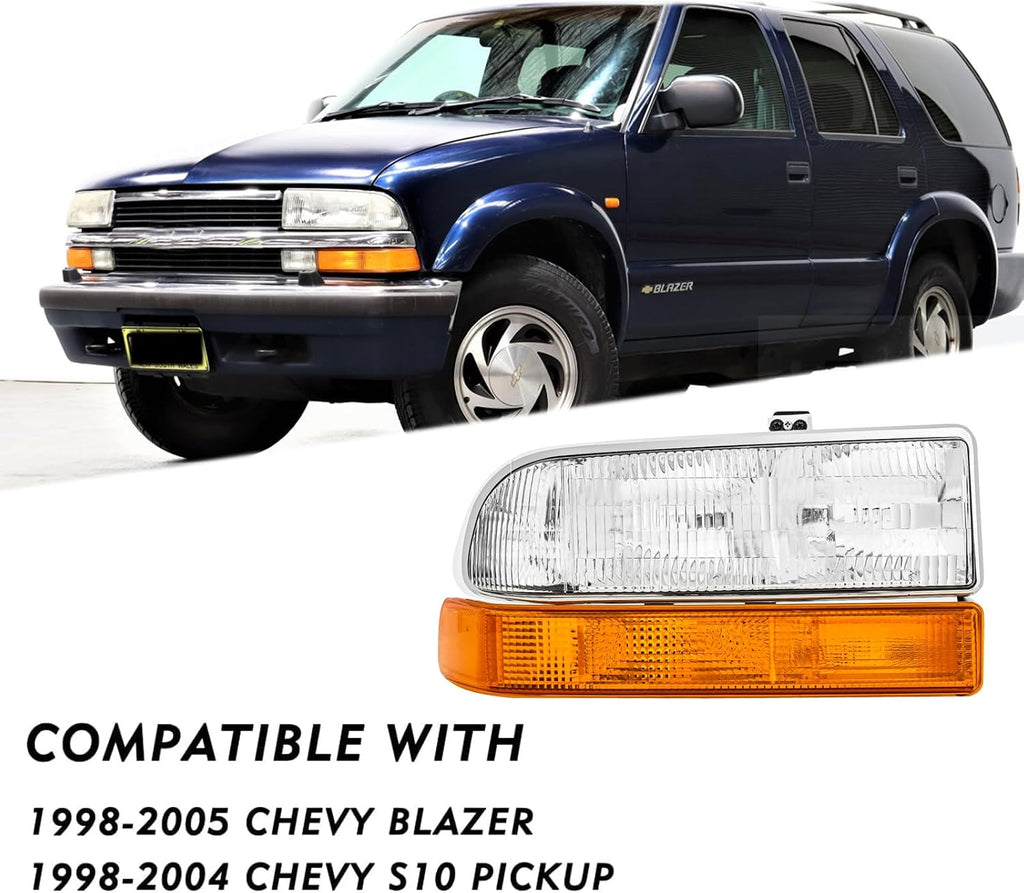 Headlights Assembly for 1998-2004 Chevy S10,1998-2005 Chevy Blazer