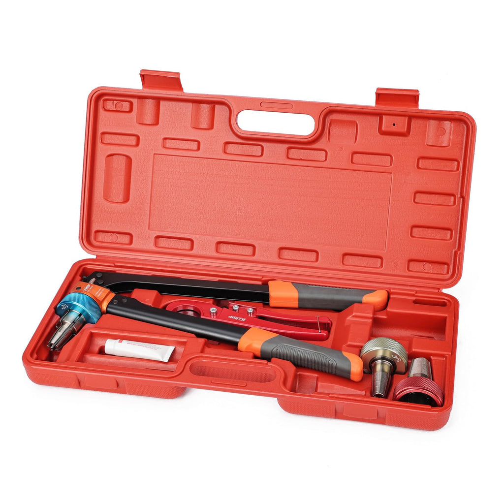 iCrimp Ratcheting Pex Expansion Tool Kit Auto Rotation PEX-a Tubing Expander, with 1/2'', 3/4'', 1'' ProPEX Expansion Heads and PEX Tubing Cutter