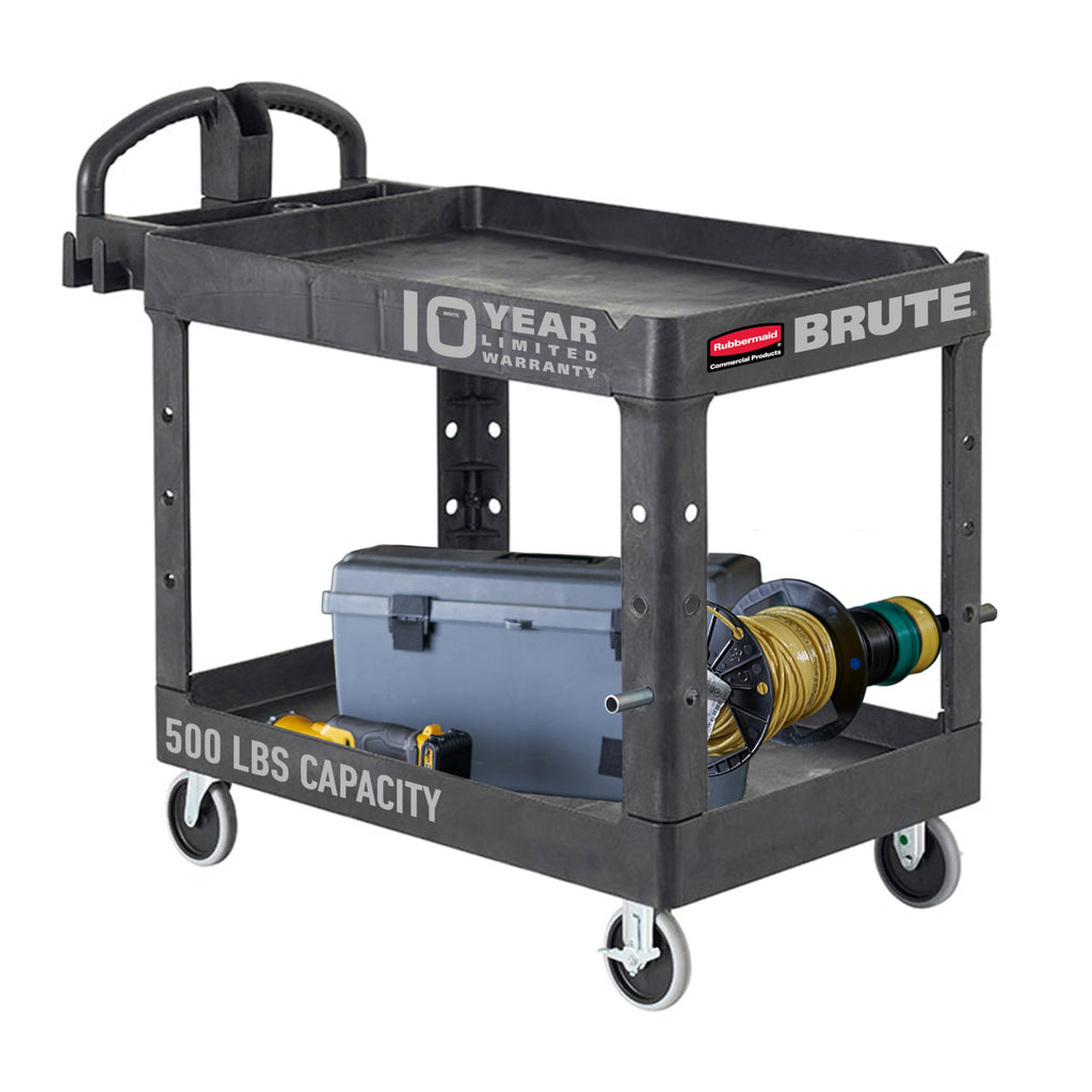 Brute Med 2-Shelf Utility Cart, 500lb, Black