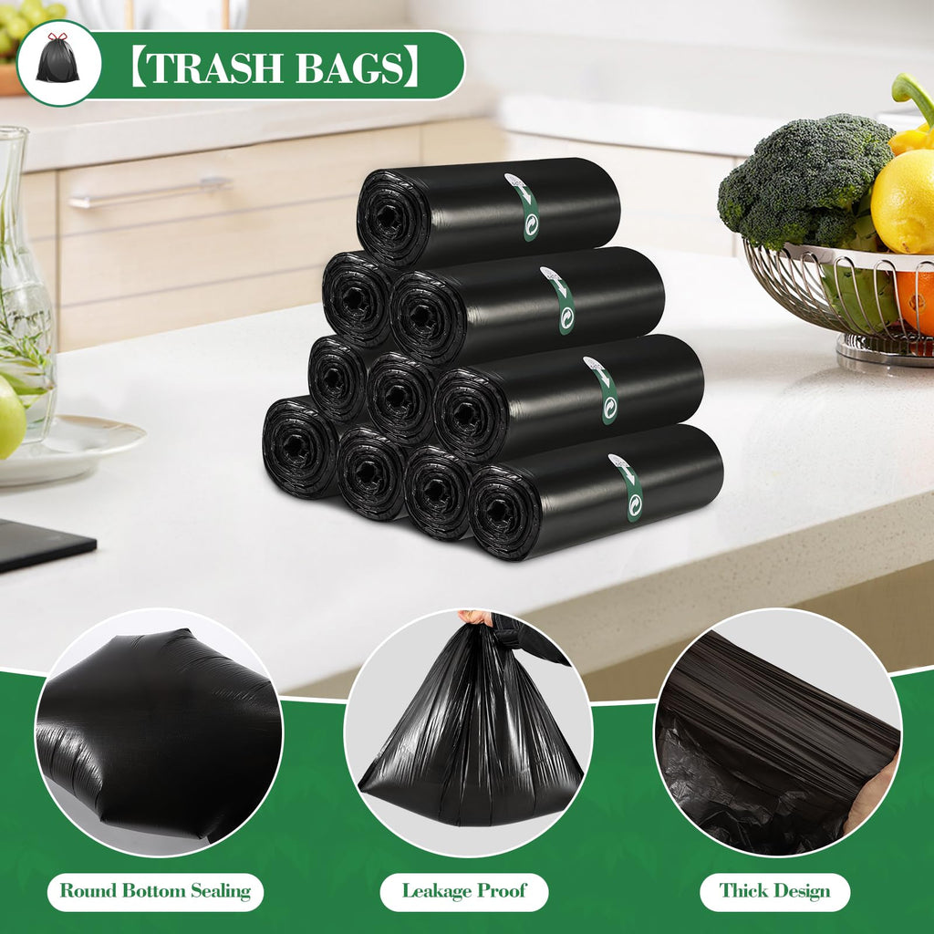 400 Counts 4 Gallon Trash Bag Drawstring Small Trash Bags, Thick Pre-separated Garbage Bags, Trash Bin Liners