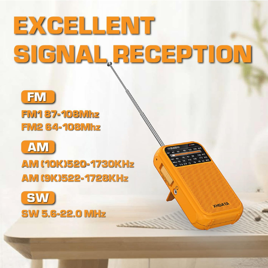 D220 Portable Radio AM FM SW Shortwave Receiver Pocket Radio | 2AA Battery Operated, Transistor Radio with Excellent