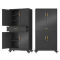 74" Metal Garage Storage Cabinet with Wheels and Locking Doors