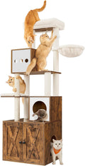 Cat Tree with Litter Box Enclosure, 70.1-Inch Tall Cat Tower
