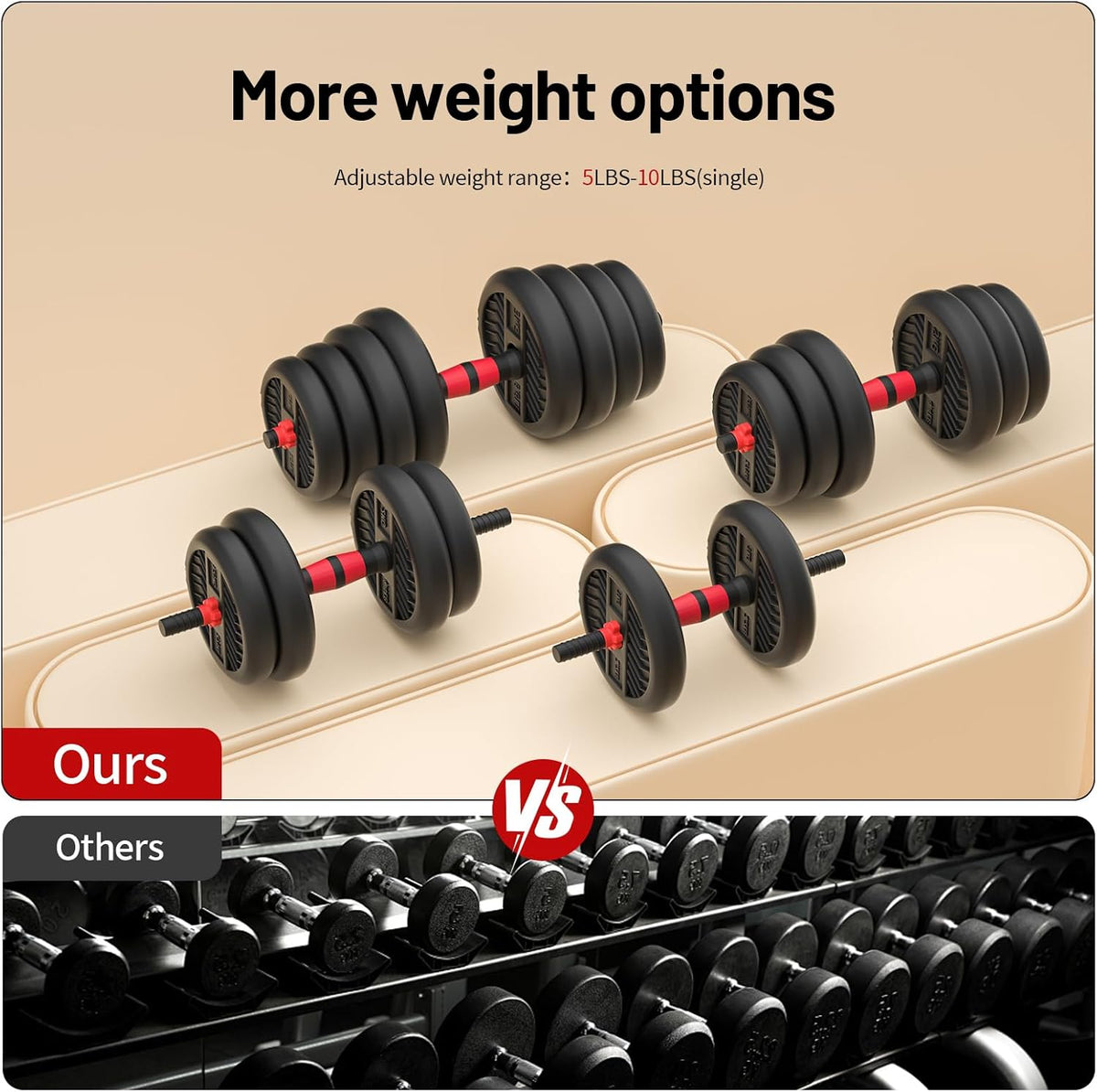 Adjustable Dumbbell, 20/30/40/60/80lbs Dumbbells Set, 4-in-1 Free Weights for Women/Men Workout Equipment Used as