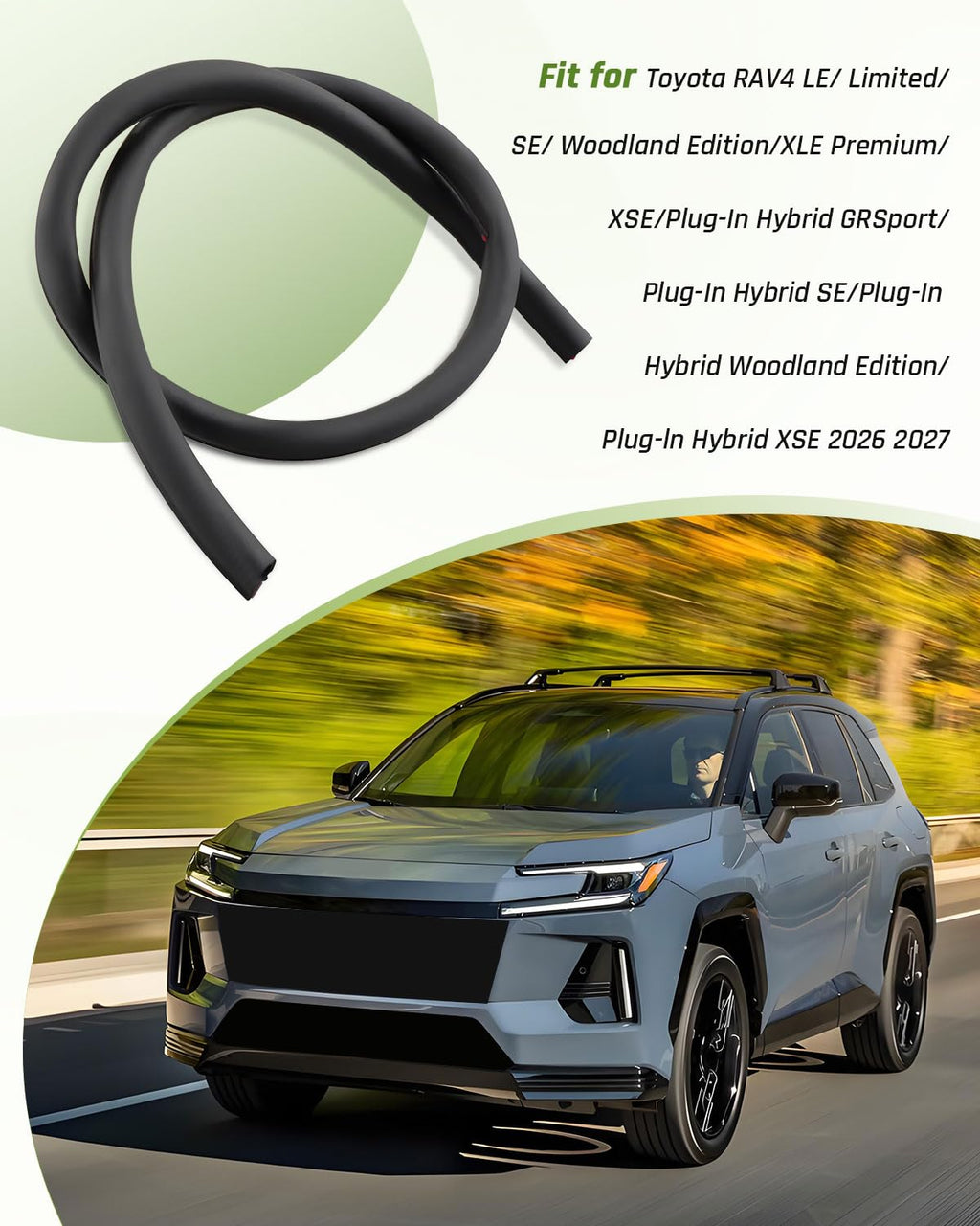 Top Headlight Seal Strip Fit for Toyota RAV4 2026 4pcs