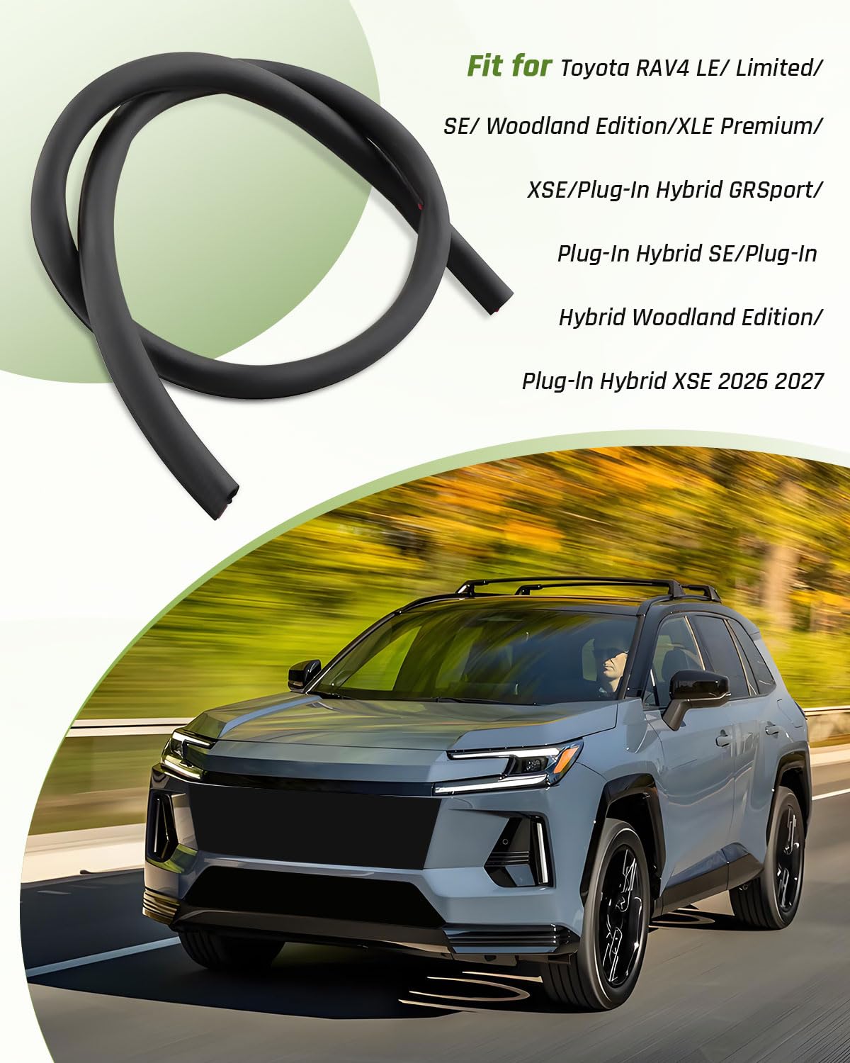 Top Headlight Seal Strip Fit for Toyota RAV4 2026 4pcs