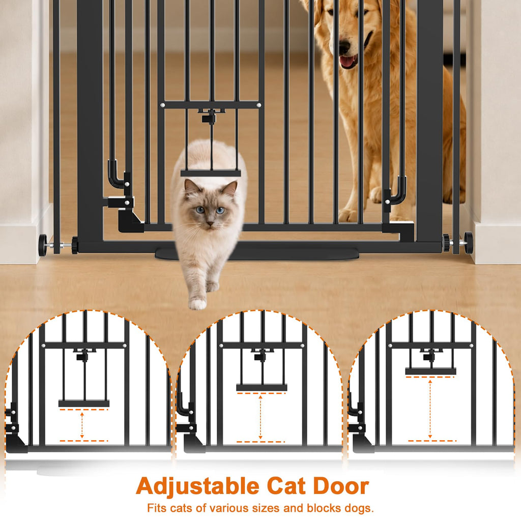 51" Extra-Tall Full-Height Anti-Jump Cat & Pet Safety Gate with Narrow Bar Spacing & Double-Lock Walk-Through Door for Doorways & Stairs