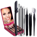 Blackhead Remover Tool Comedones Extractor Acne Removal kit & Eyebrow Trimmer Kit, 8PCS in One with 5X Magnifying