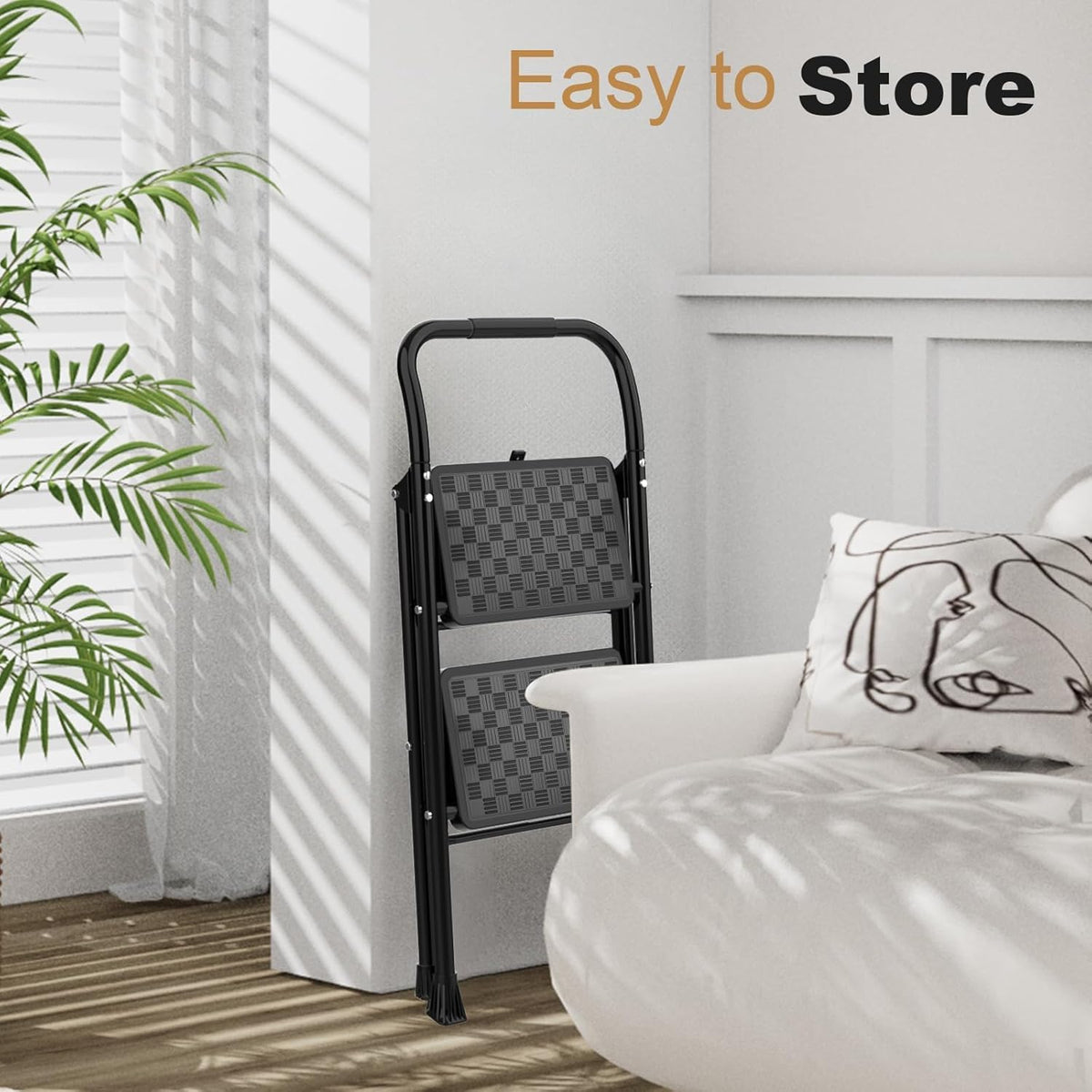 2 Step Ladder, Step Stool for Adults,2 Step Ladder Folding Step Stool with Wide Pedal Ergonomic Design