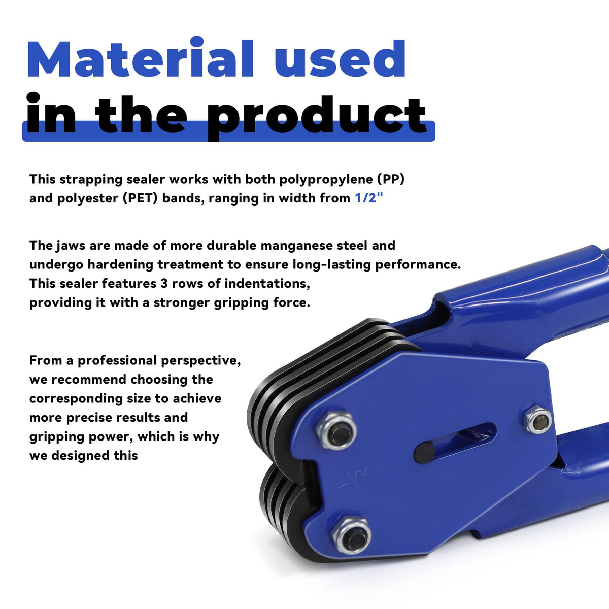 Strapping Sealer/Crimper for 1/2" Polypropylene (PP) Polyester Strapping Band Manual Banding Tool with 20.5" Extended
