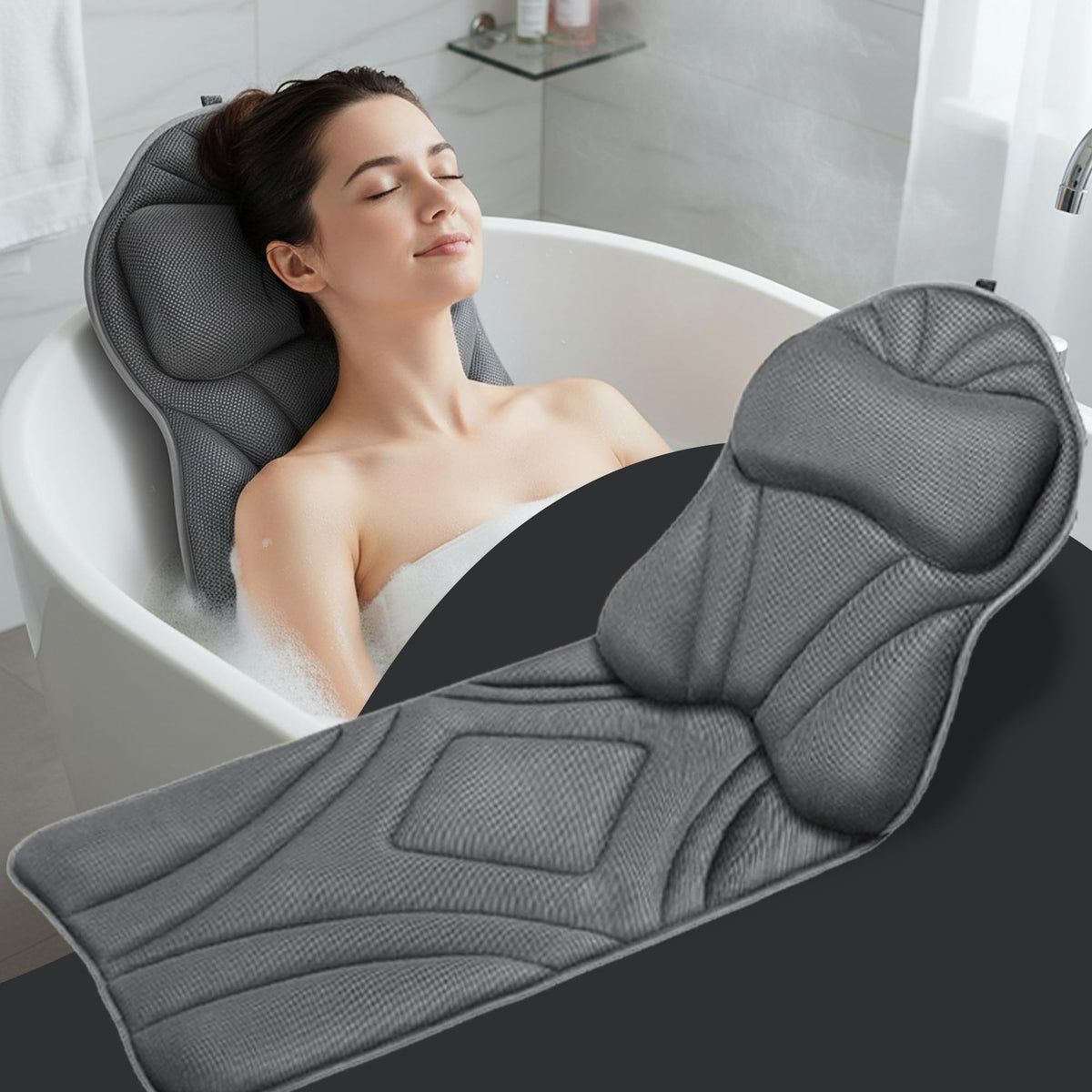 Full Body Bath Pillow – Luxury Cushion for Bathtub | Extra Large & Thick | Premium Packaging - Head, Neck, Shoulder &