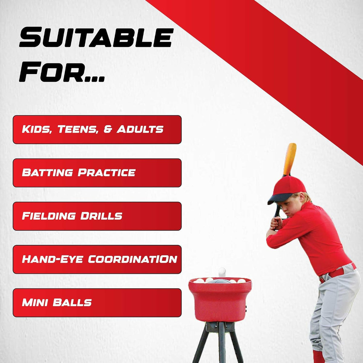 Sports Crusher Pitching Machine – Pitches Fastballs & Curveballs | Accurate, Adjustable, Compact & High Performance |