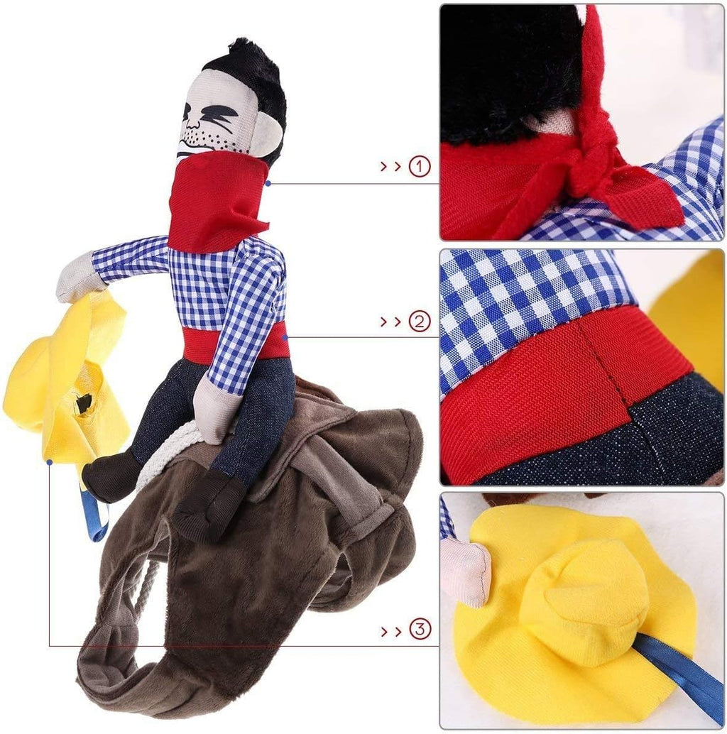 Pet Costume Dog Costume Clothes Pet Outfit Suit Cowboy Rider Style with Doll and Hat Pet Costume (S)