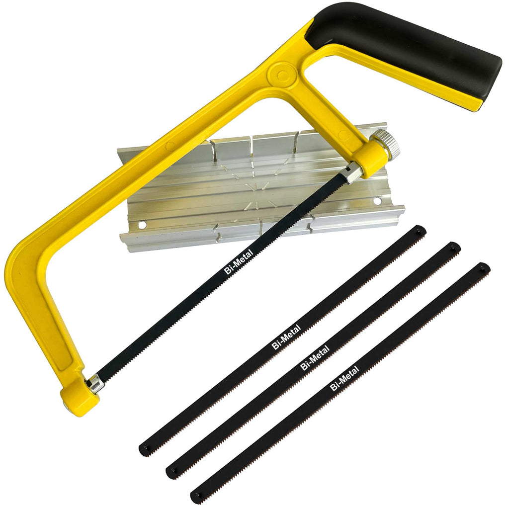 Hanpex 6 in. Mini Hacksaw Set - 150mm Extra Fine Cut Hack Saw Sets and 3pcs Extra Bi-Metal Blades for Wood and Metal