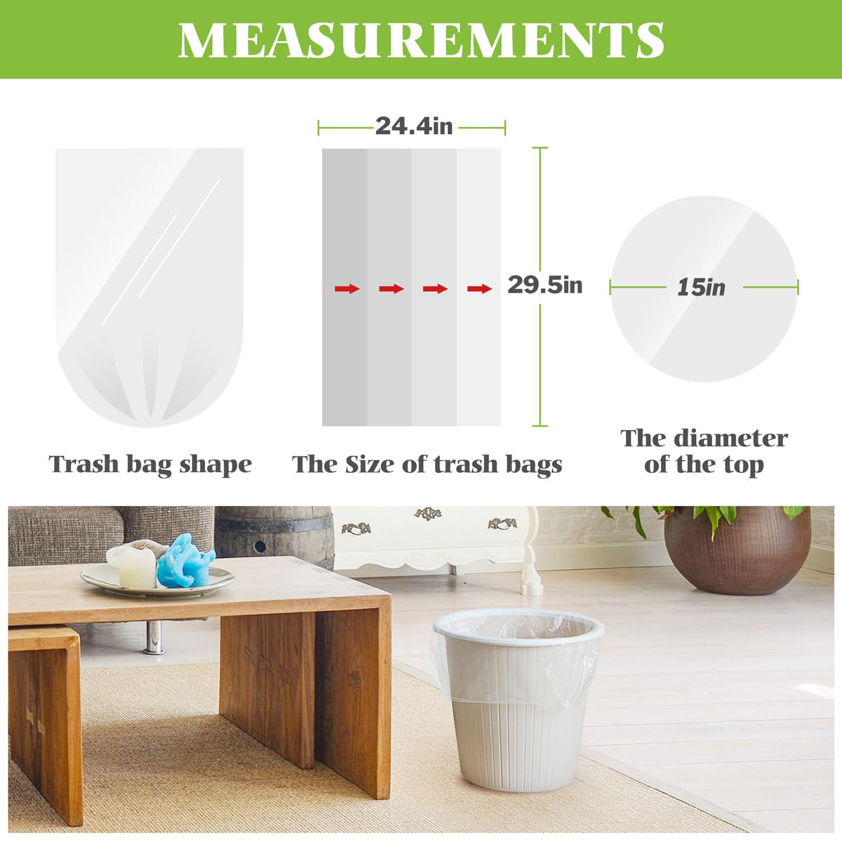 Medium Black Trash Bags 10 Gallon 100 Count Kitchen Garbage Bags