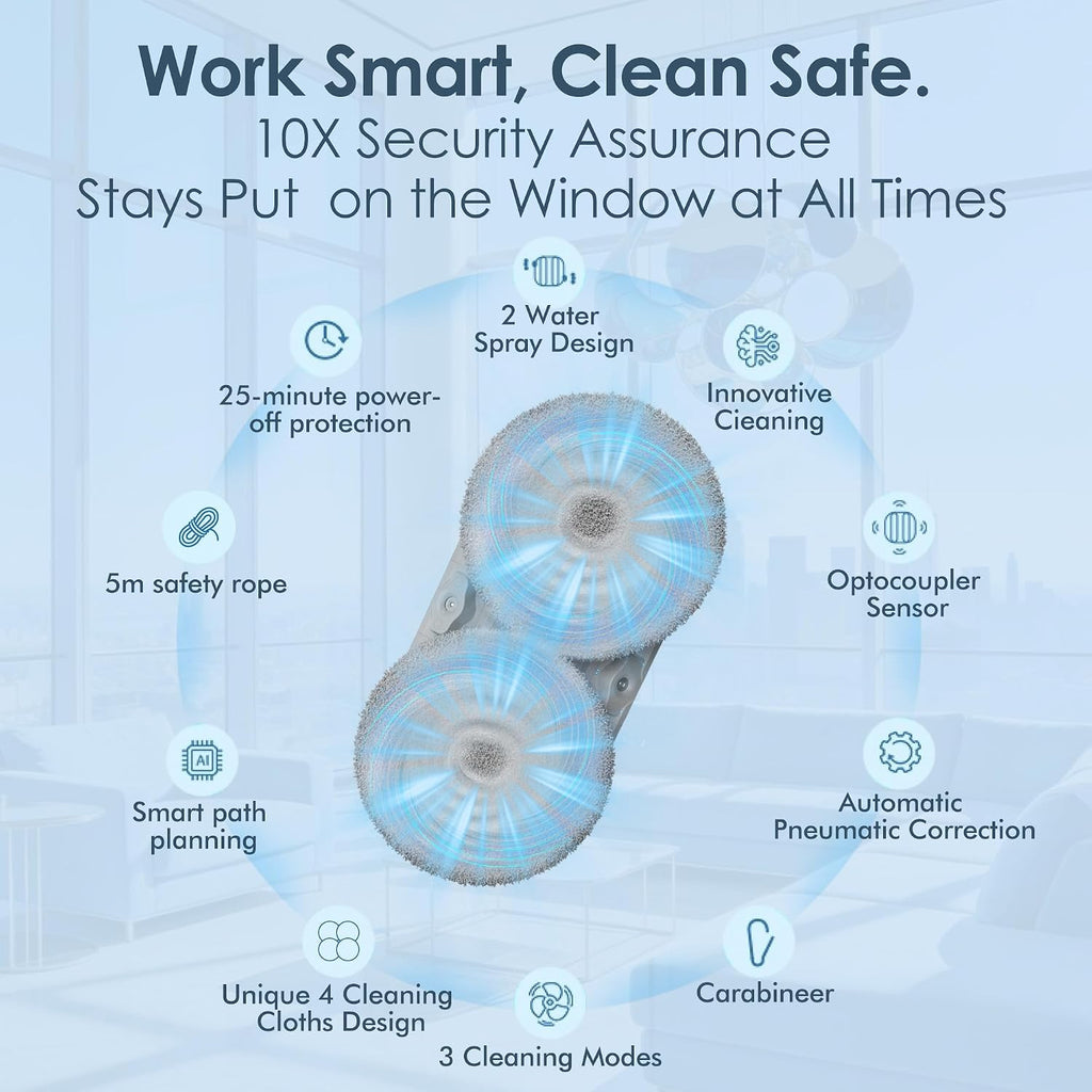 Window Cleaning Robot, 6500Pa Suction with Edge Detection