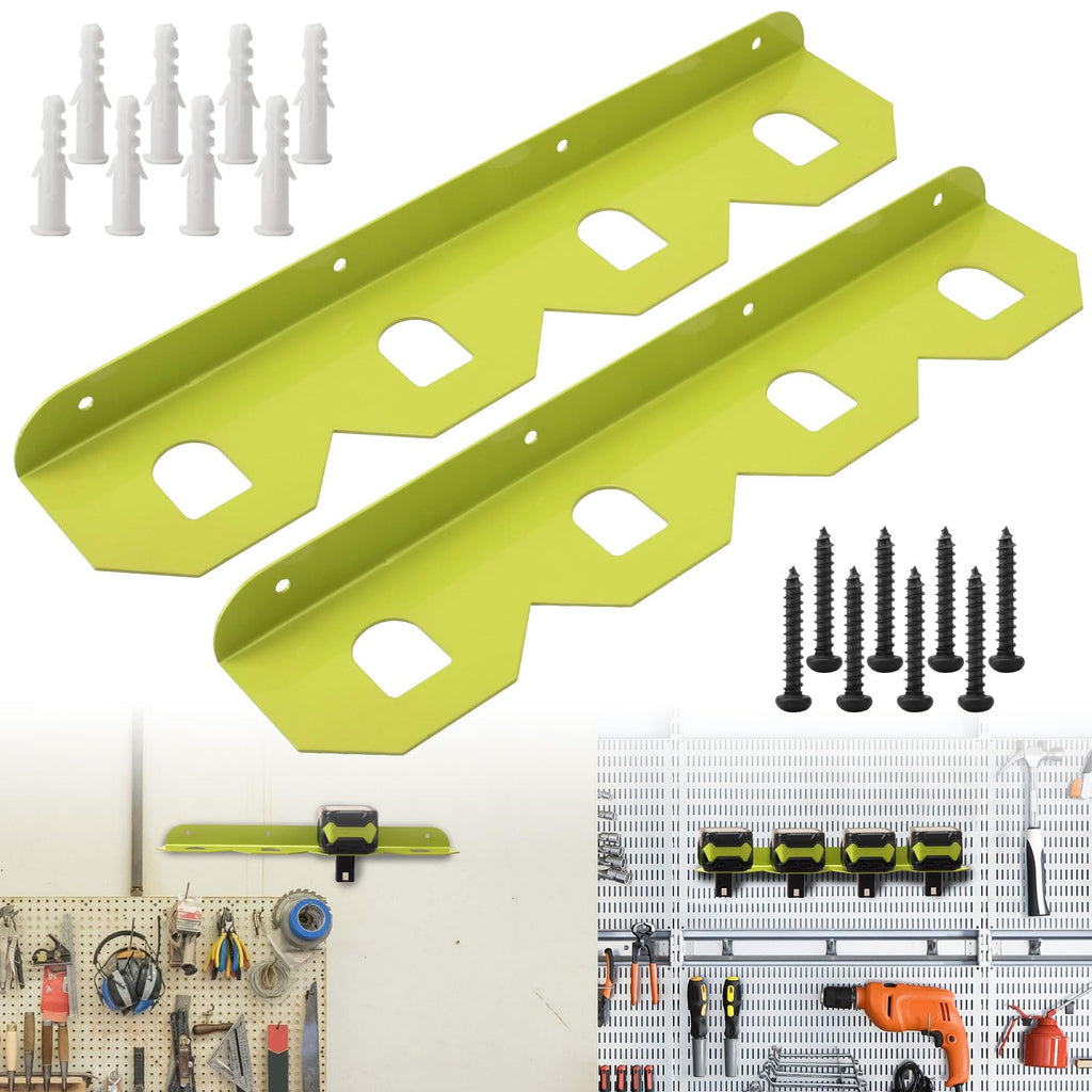 AMTHKNO 2 Pcs Upgrade Aluminum Alloy Battery Holder 4 Slot Mounting Organizer Compatible with RYOBI 18V NiCAD NiMH Lithium-Ion ONE+ Battery (Fruit Green)