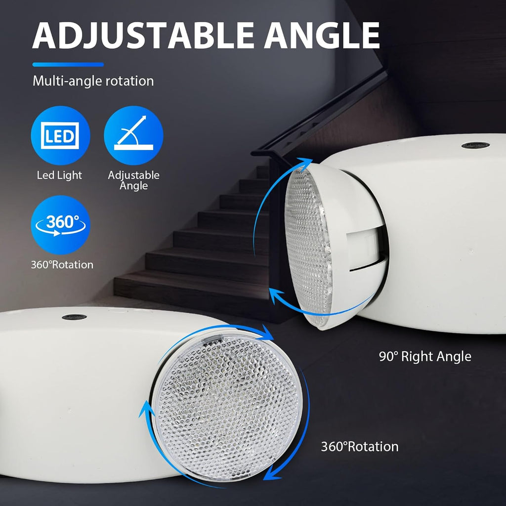 2 Pack Commercial LED Emergency Light,Battery Backup,ETL Listed