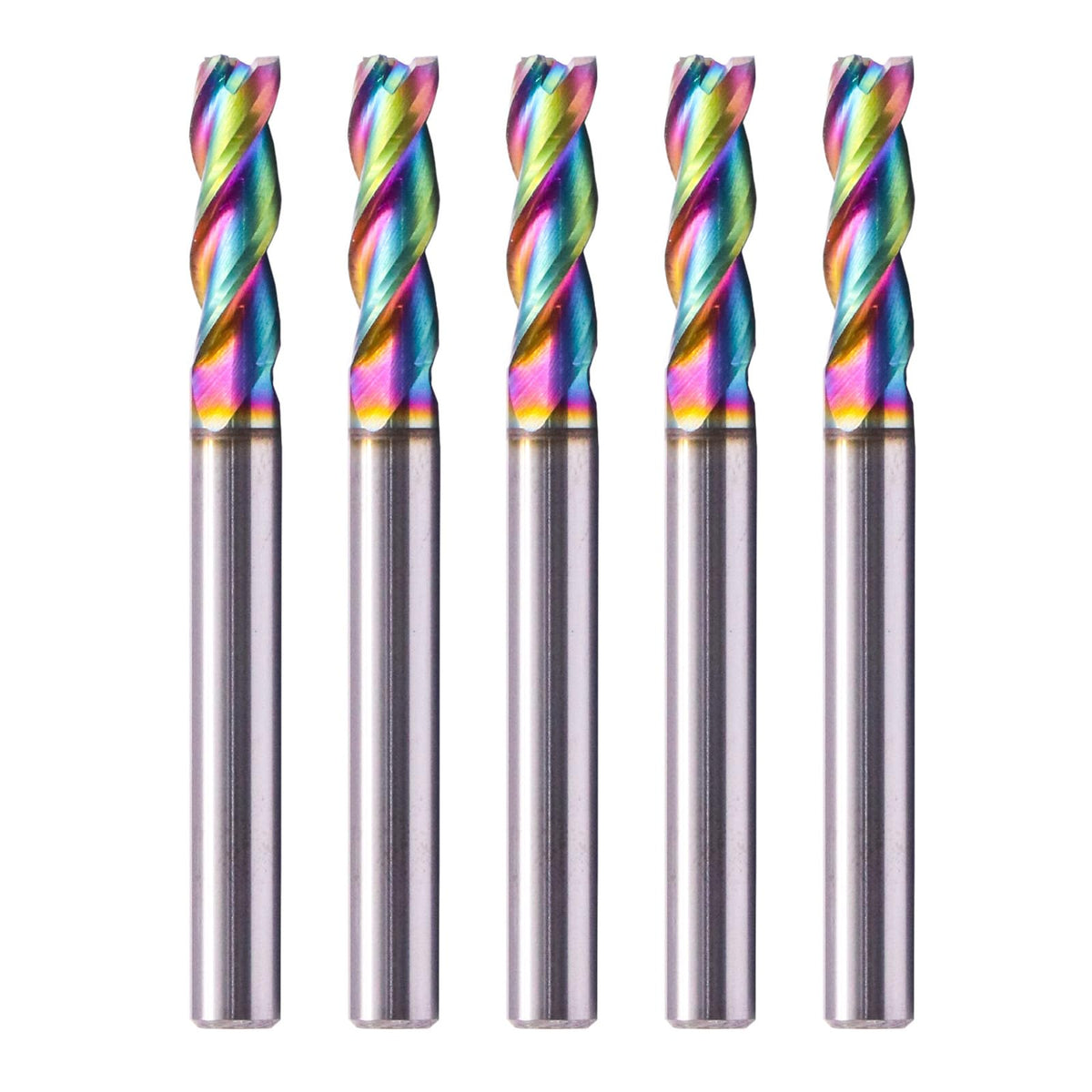 5Pcs 3/16" 3 Flute Solid Carbide Square End Mills for Aluminum, DLC Coated