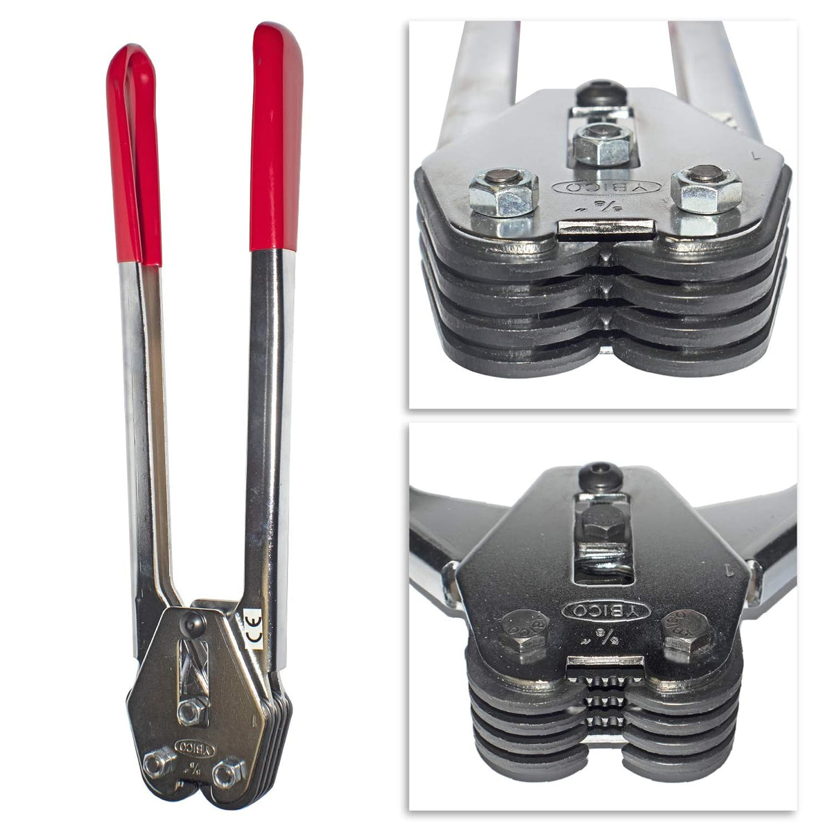 8 NET Industrial E1358 Poly Strapping Sealer for 5/8” Plastic Strap Width, 13” Handle, Heavy Duty, Manual Strapping