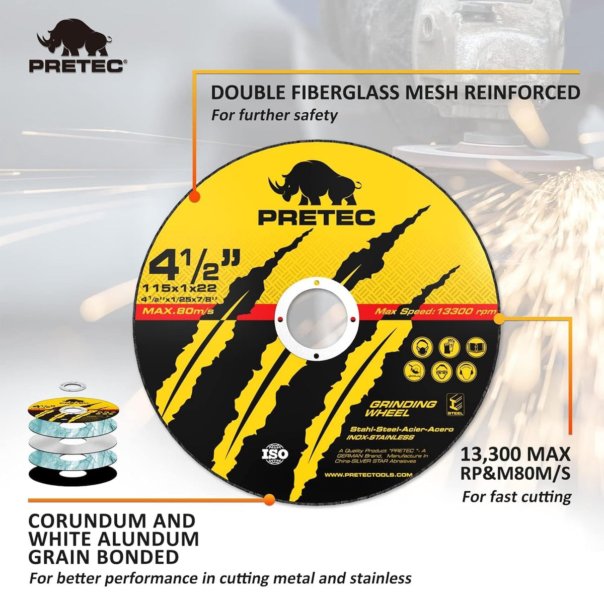 55 Pack Cut Off Wheels 4-1/2", Metal Cutting Wheel for Angle Grinder