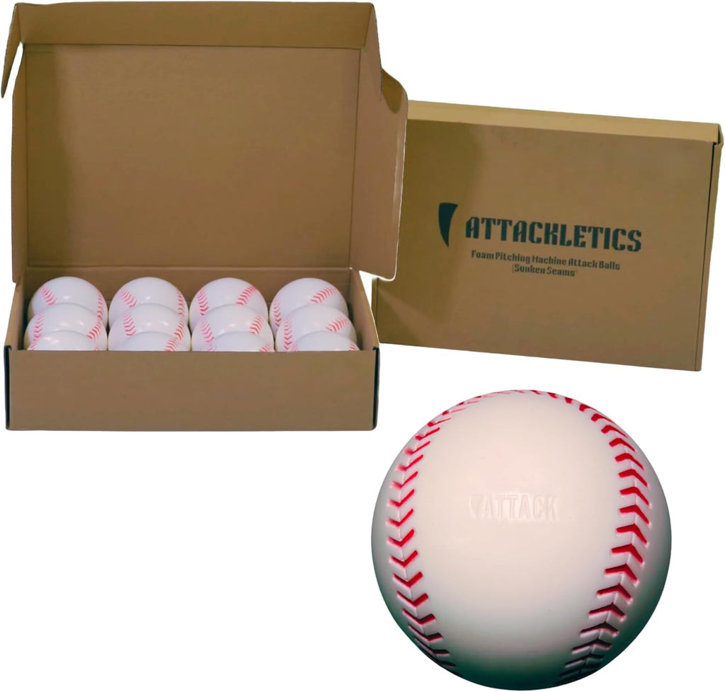 Foam Pitching Machine Attack Baseballs. Embedded Seams for Consistent Flight and Control of Pitch Location in The