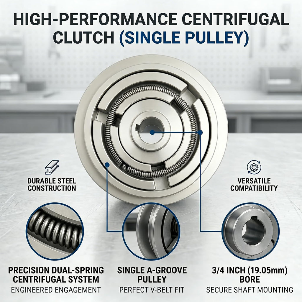 ONLINMDT Centrifugal Clutch 5 Inch, Replacement for Wacker VP1340 VP1350 VP1750 Plate Compactors & Honda GX160 GX200 Engines, 3/4" Bore 1/2" V-Belt 5" Single Pulley Clutch
