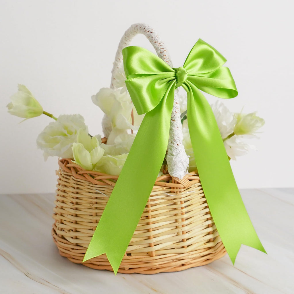 Lime Satin Ribbon 1-1/2 inch Lime Ribbon Double Faced Satin Ribbon By 50 Yards Lime Green Ribbon for Christmas Tree