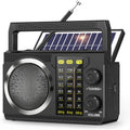 J-135 AM FM Radio Portable Bluetooth,Solar/AA Battery Operated | USB-C Emergency Radio with Flashlight,Transistor