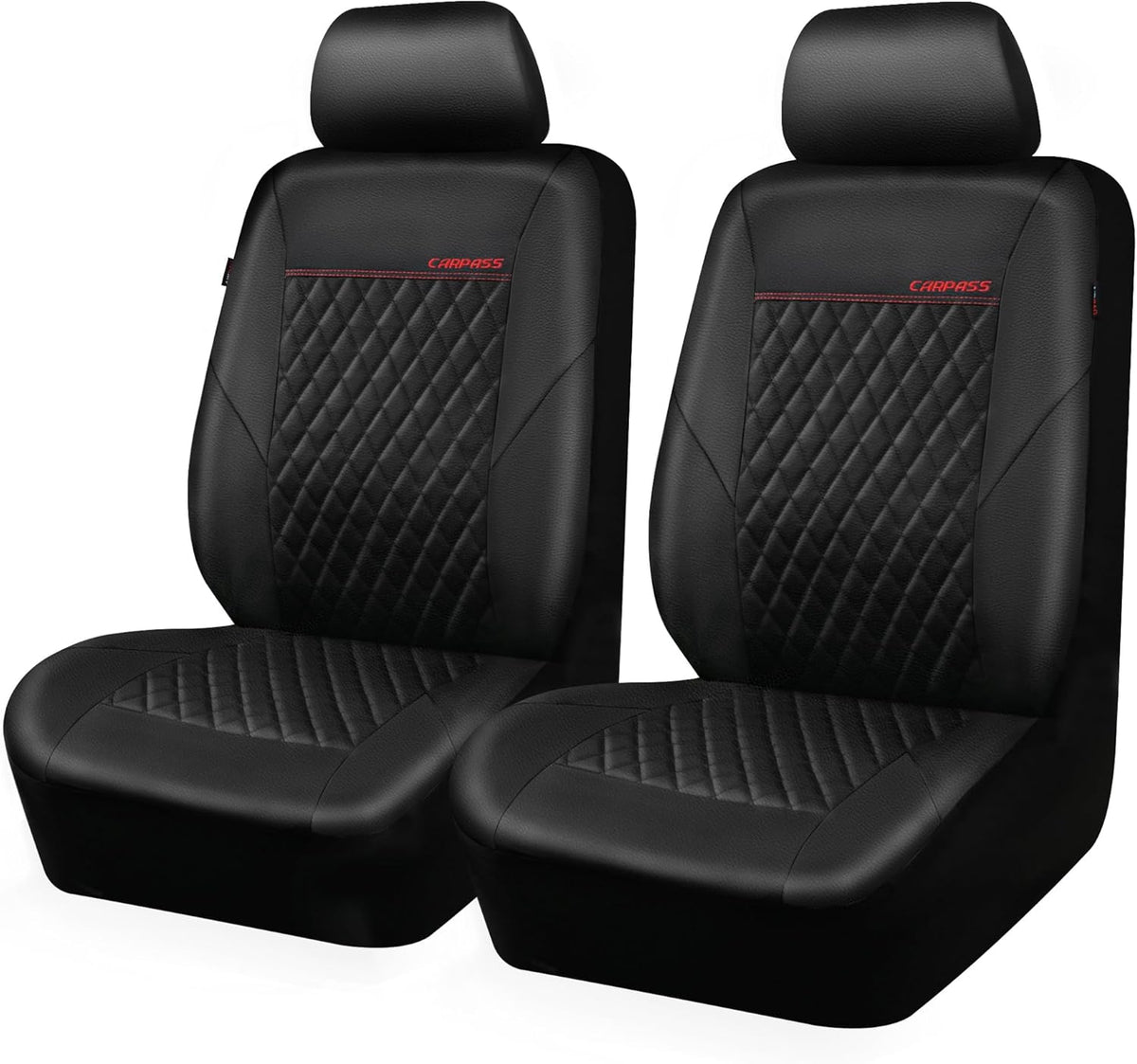 Quilting Leather Seat Cover Two Front Seats Only, Universal Fit Automotive Front Seat Covers Waterproof Deluxe PU