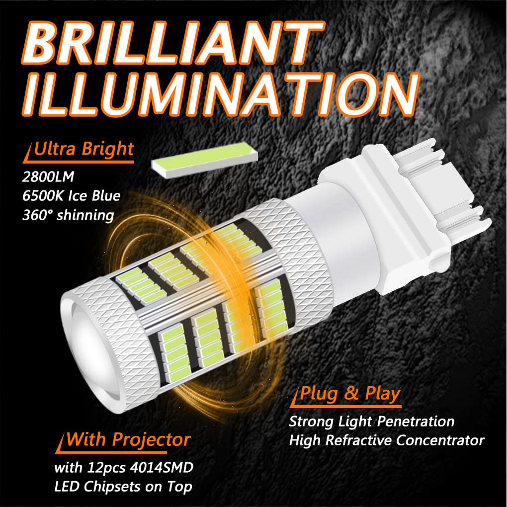 WINETIS Newly Upgraded T25 3156 3157 LED Bulbs, 8000K Ice Blue Daytime Running Lights, Back Up Reverse Lights, DRL Super Bright 4114 3057 4157 3457 4057 Replace for Motorcycles, Cars, Trucks