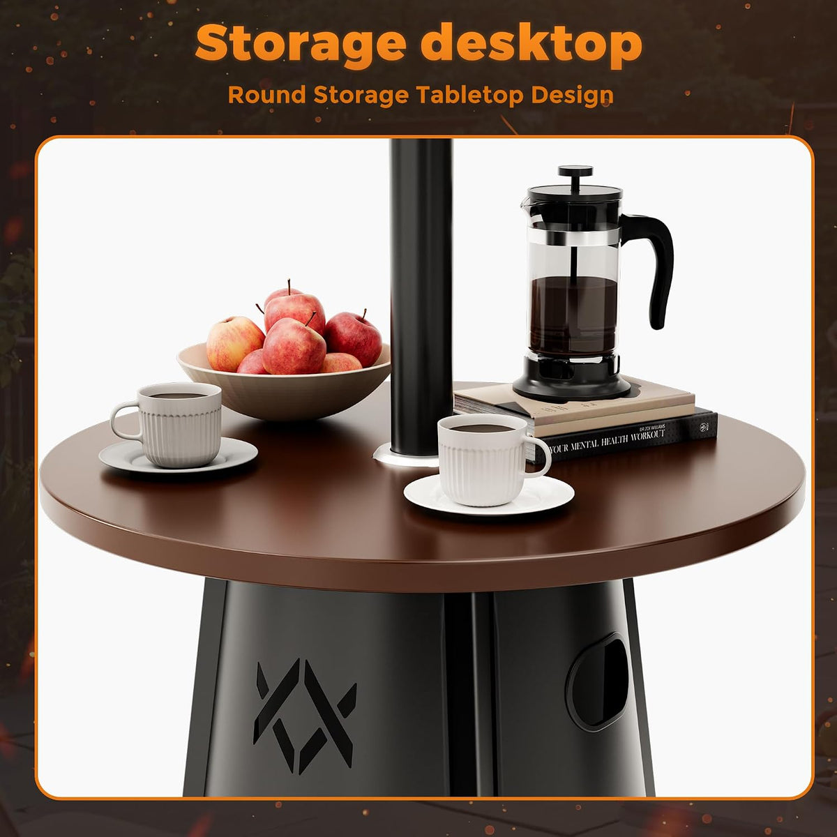 Patio heater, Propane Outdoor Heater with Round Table, Premium 304 Stainless Steel Burner, Triple Protection System，2
