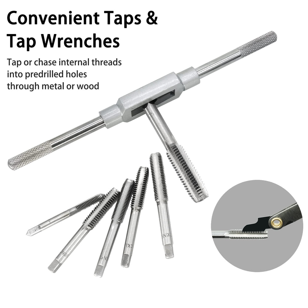 GMTOOLS 60PCS Tap and Die Set, Metric Standard Size M3 to M12, Threading Tool Set with Complete Accessories and Storage Case, Tap Die Kit for Threading and Rethreading Internal and External Threads