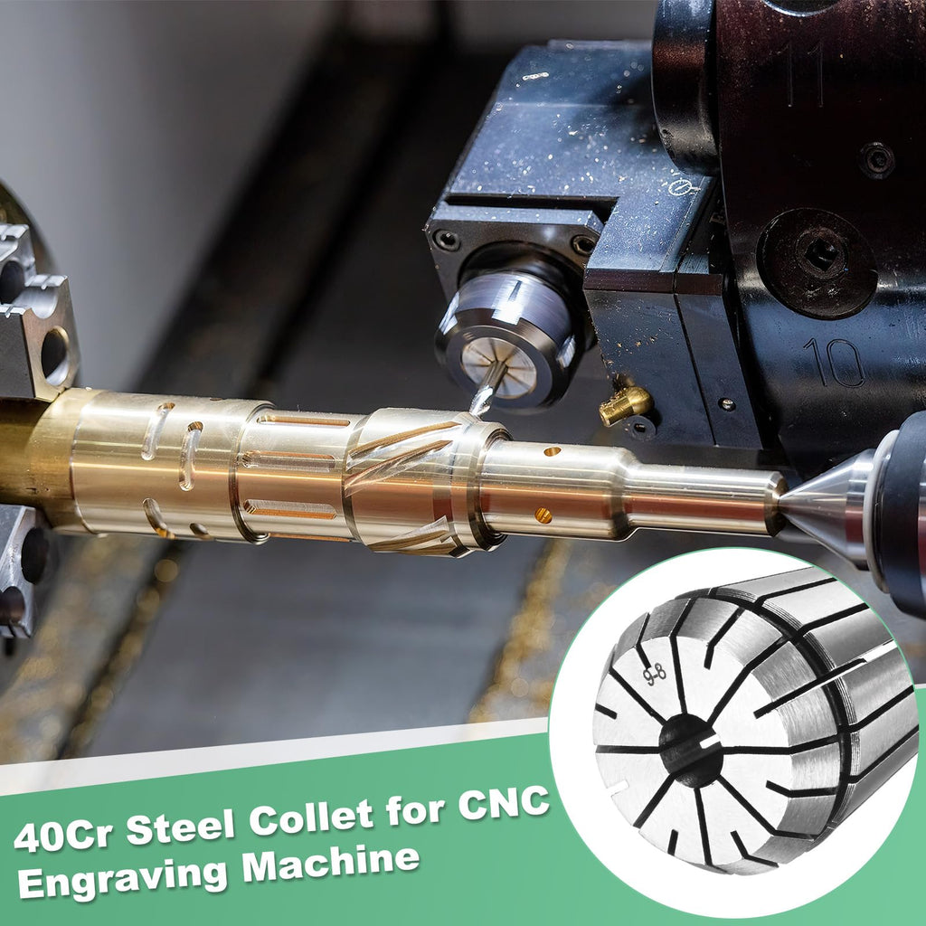 M METERXITY ER32 Spring Collet, 40Cr Steel Spring Collet Chuck 9mm Clamping Diameter for CNC Engraving Machine/Lathe Milling Tool [Silver,1.6x1.3"/ 40x33mm]