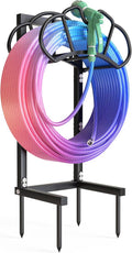 Garden Hose Holder Holds 160ft, Rustproof Water Hose Storage, Black | Super Stable Water Hose Reels for Outside, Easy
