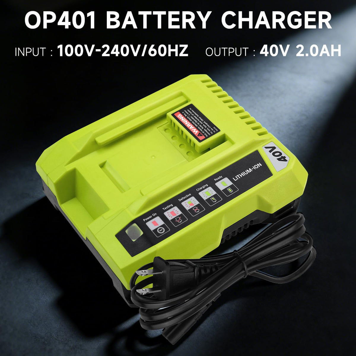 1 Pack 8000mAh Replacement for Ryobi 40V Battery and Charger(Green)