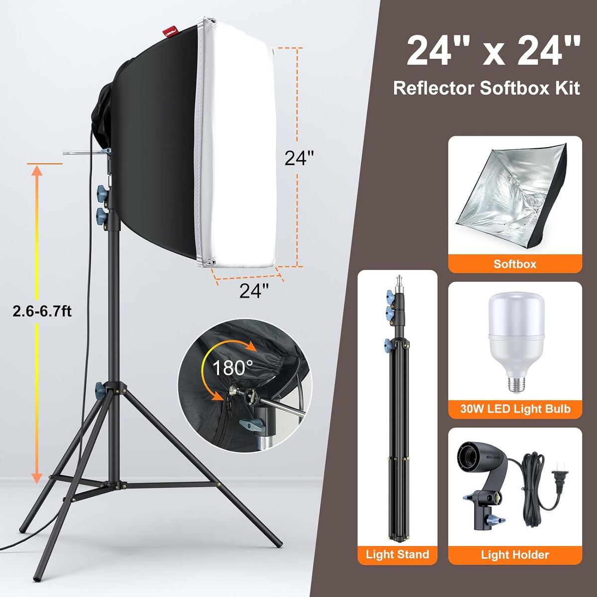 Lincostore Photo Video Studio Light Kit AM169 | Photography lighting kit, 3 muslin backdrop (black/white/green)