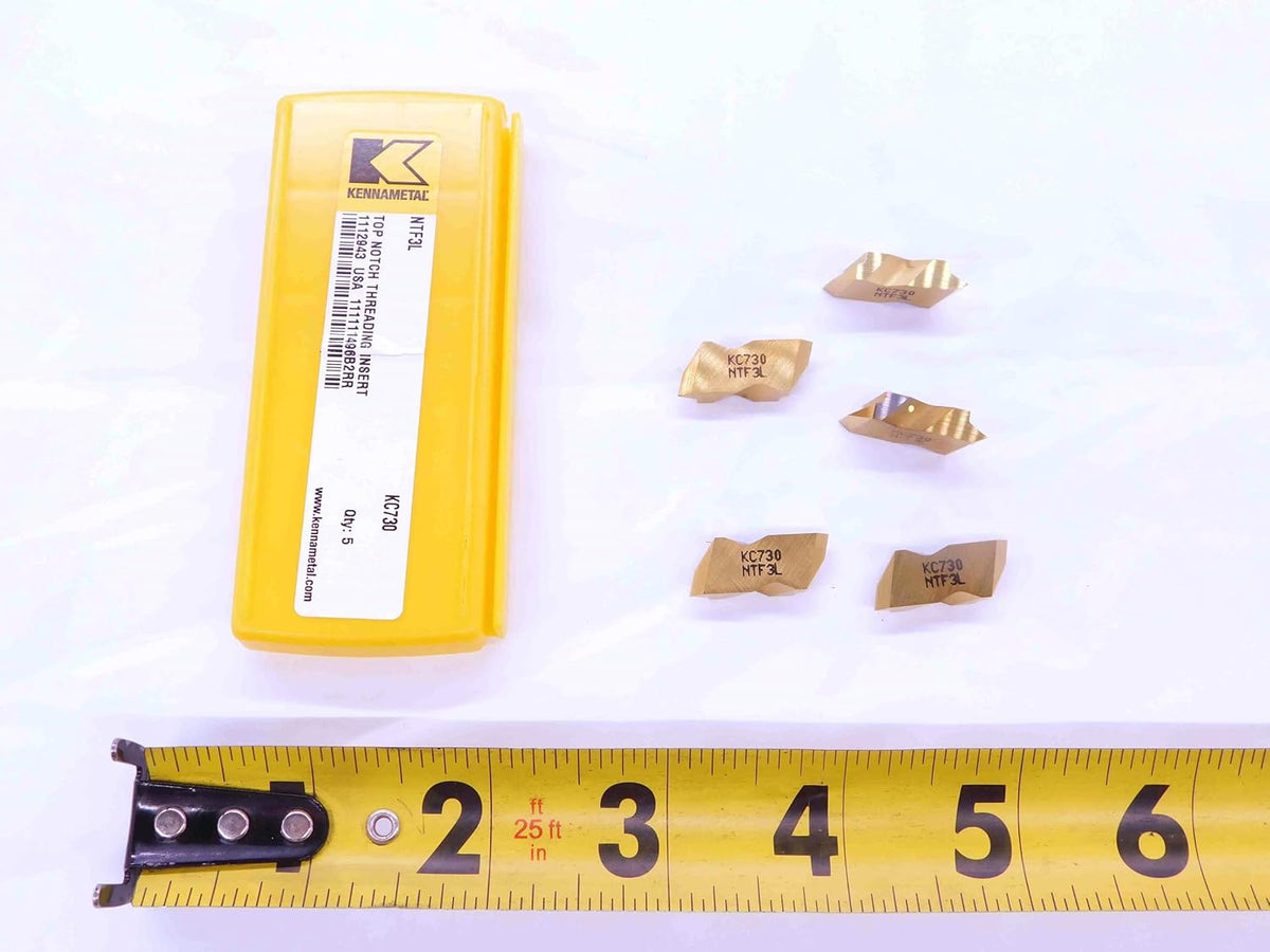 5pcs KENNAMETAL NTF3L KC730 TiN Carbide Threading Inserts 9-44 TPI TOP Notch - EA0341BM5